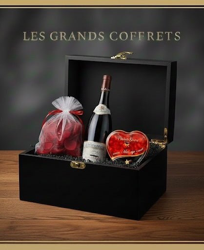 Coffret « Détente » bougie de massage + vin + pétales de rose