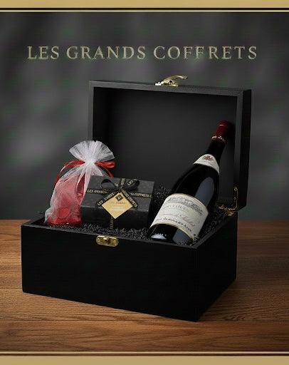 Coffret cadeau « Excellence » Vin & Chocolat +Pétales de rose
